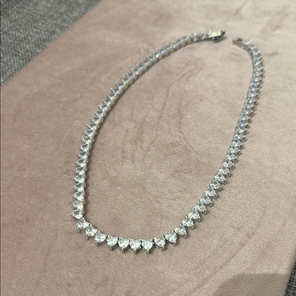 Heart Shaped “Diamond” Tennis Necklace